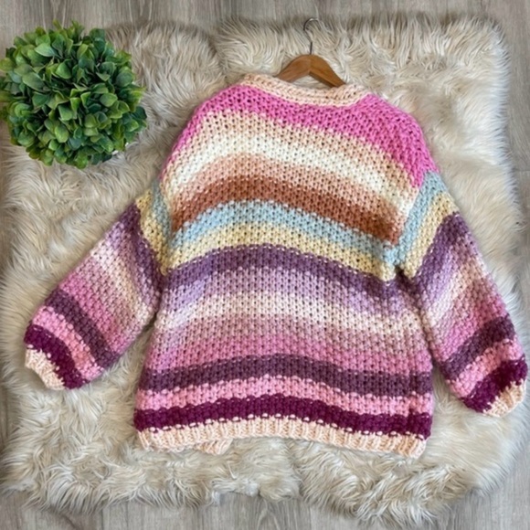 Saachi Mayflower Rainbow Chunky Knit Cardigan One Size - Picture 6 of 6